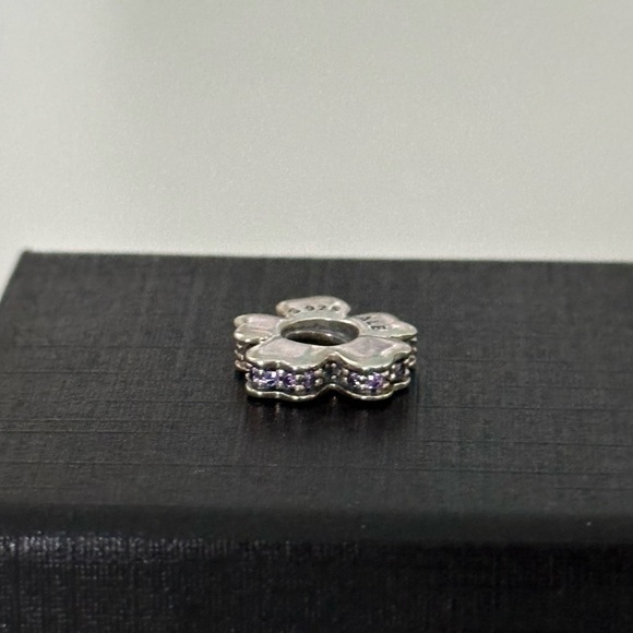 Pandora Purple CZ Wildflower Meadow Flower Spacer Rare Retired Bead Charm - Picture 3 of 5